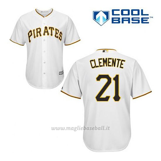 Maglia Baseball Uomo Pittsburgh Pirates Roberto Clemente 21 Bianco 1ªCool Base